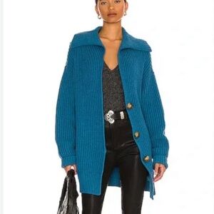 Free People Teal Swim Too Deep Cardigan size XS